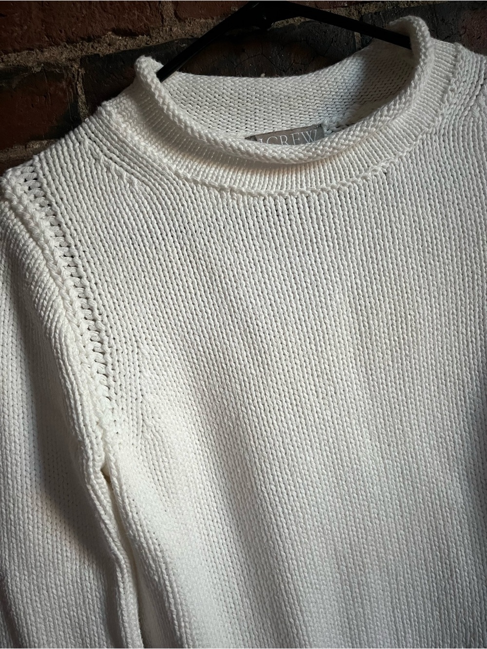 J. Crew White Knit Crewneck Sweater